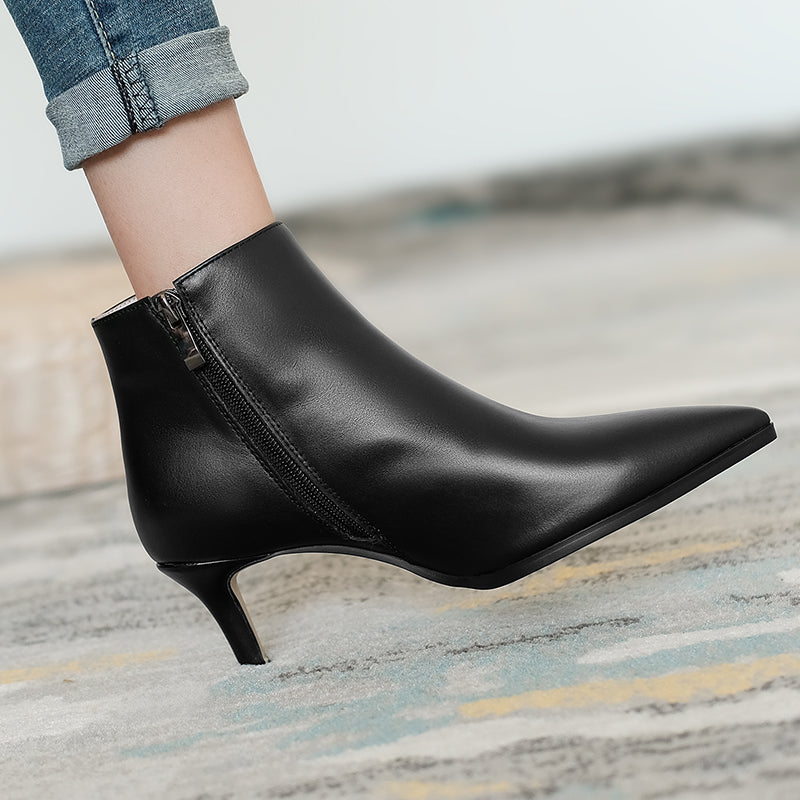 Allison Pointed Toe Kitten Heel Booties Newgew