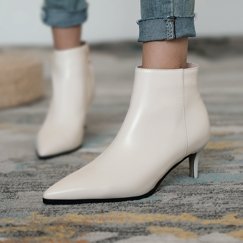 Allison Pointed Toe Kitten Heel Booties Newgew