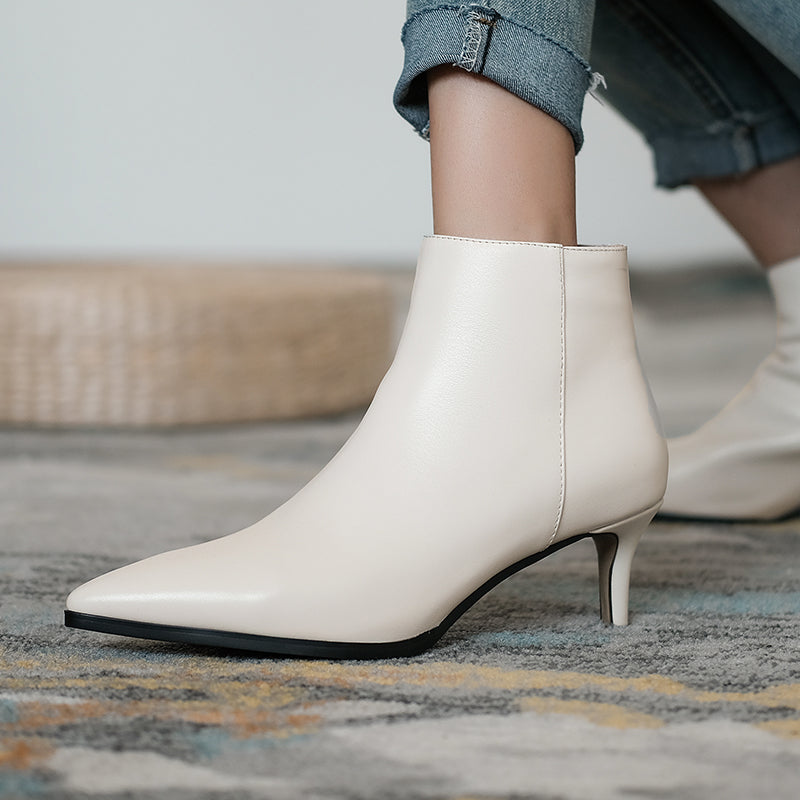 Allison Pointed Toe Kitten Heel Booties Newgew
