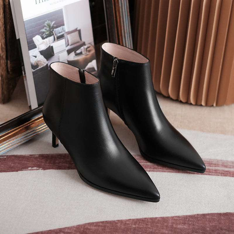 Allison Pointed Toe Kitten Heel Booties Newgew