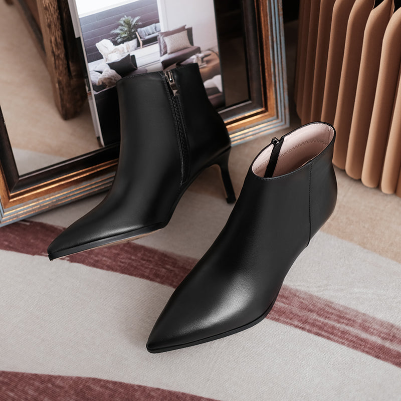Allison Pointed Toe Kitten Heel Booties Newgew