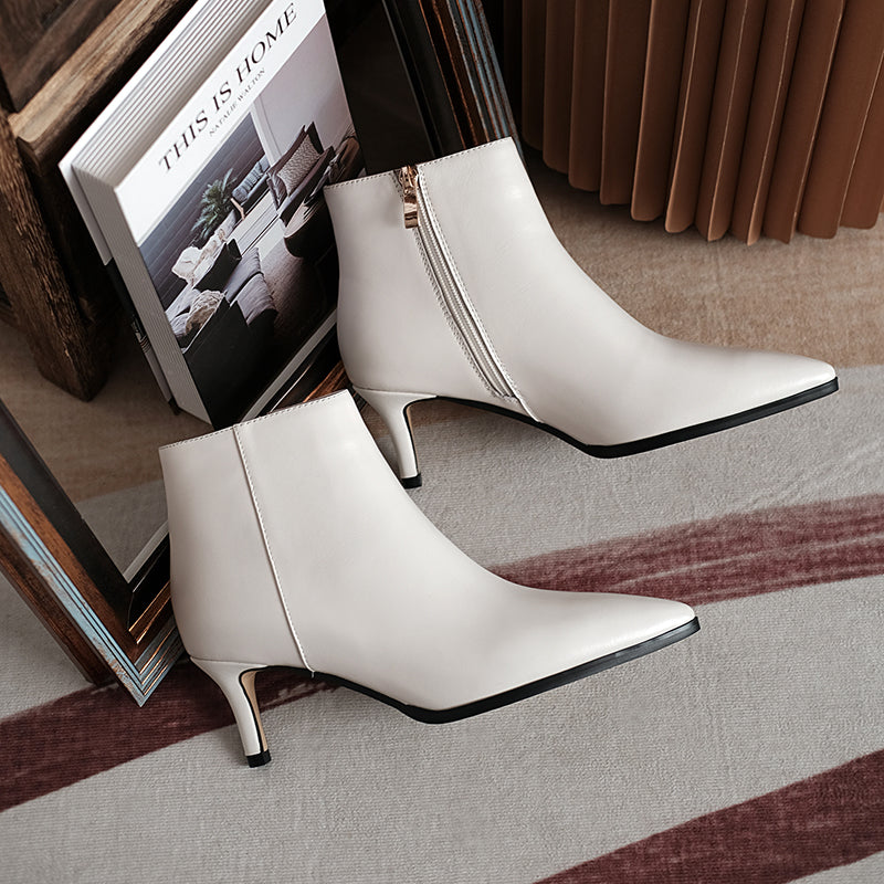 Allison Pointed Toe Kitten Heel Booties Newgew