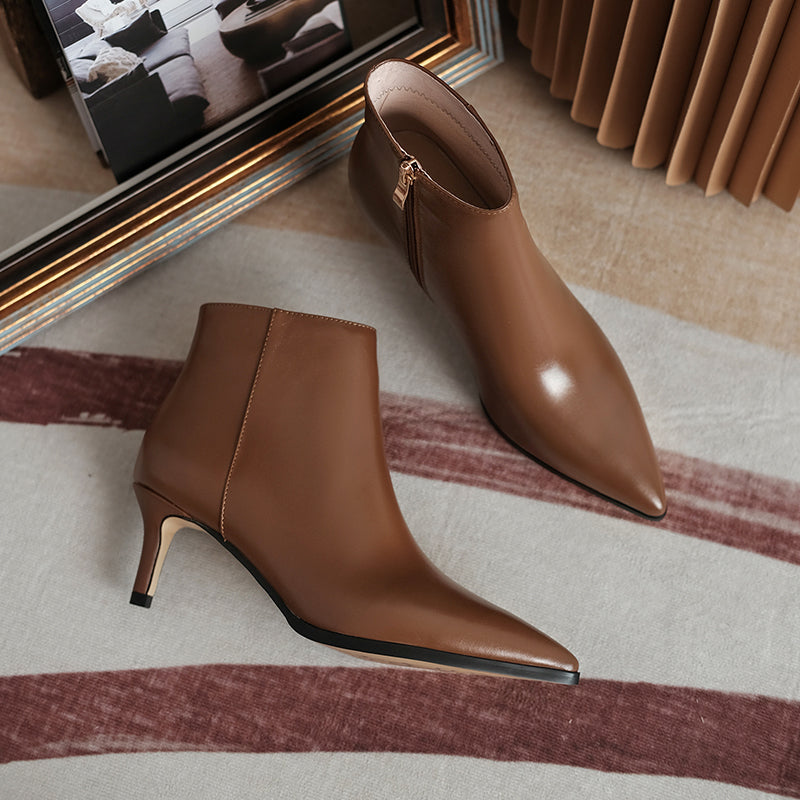 Allison Pointed Toe Kitten Heel Booties Newgew