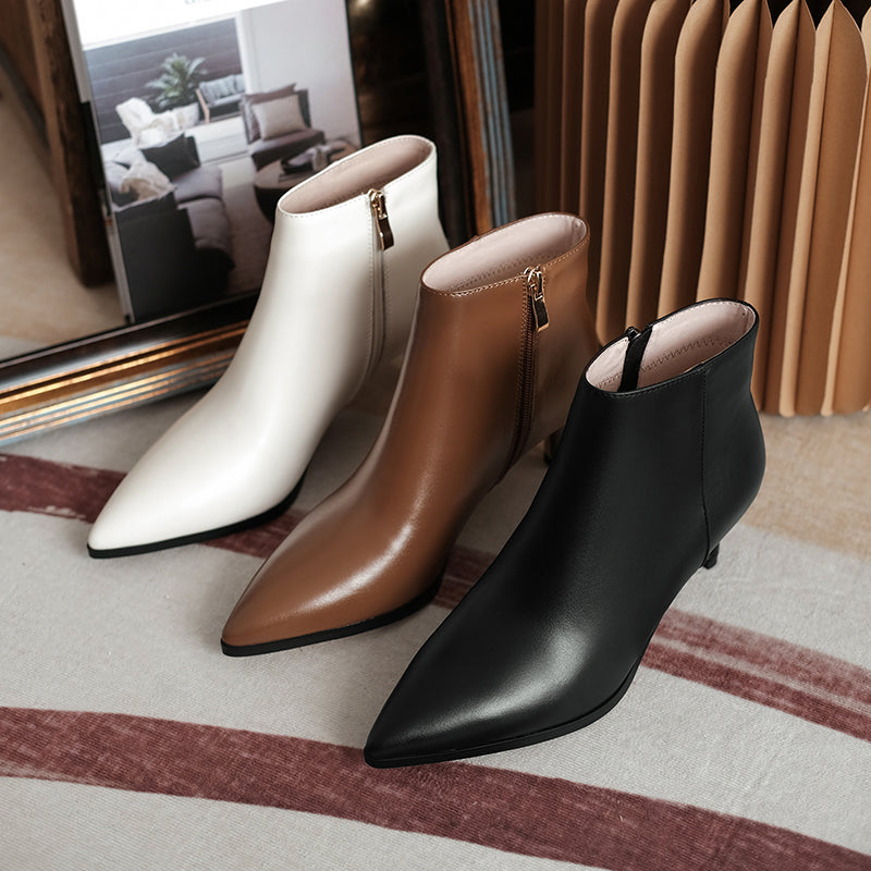 Allison Pointed Toe Kitten Heel Booties Newgew