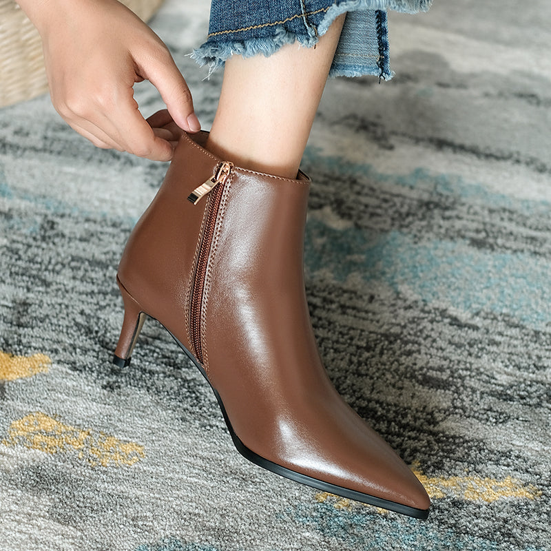 Allison Pointed Toe Kitten Heel Booties Newgew