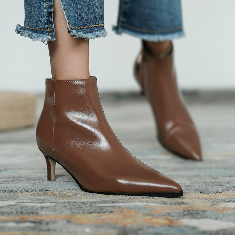 Allison Pointed Toe Kitten Heel Booties Newgew