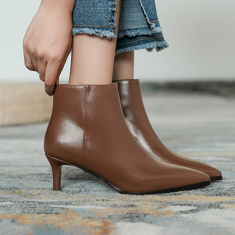 Allison Pointed Toe Kitten Heel Booties Newgew
