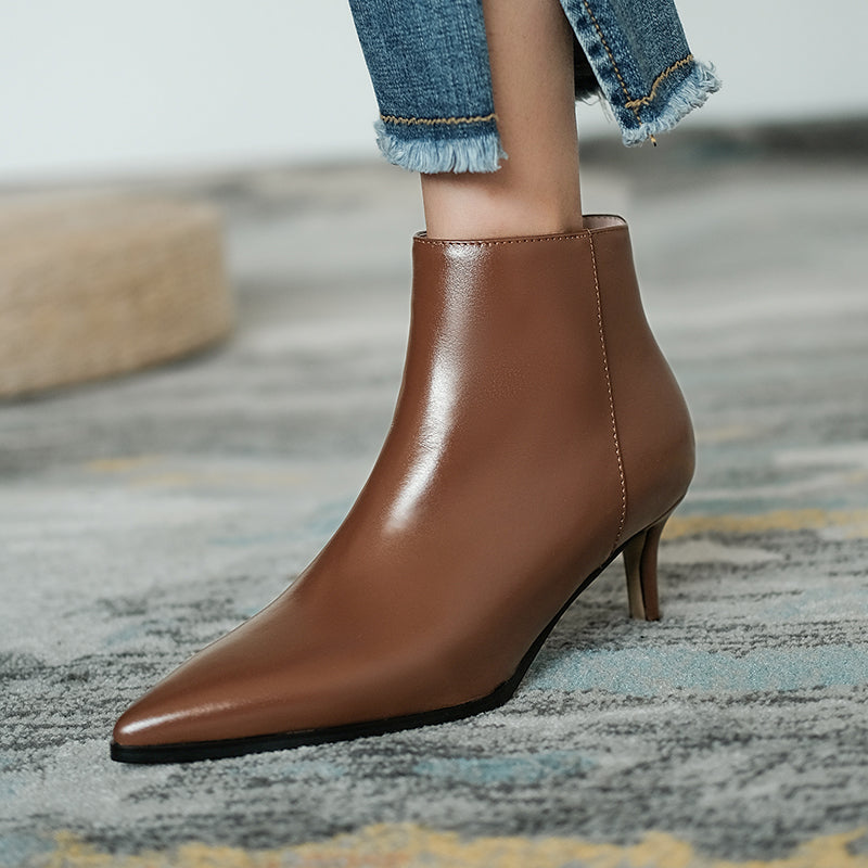 Allison Pointed Toe Kitten Heel Booties Newgew