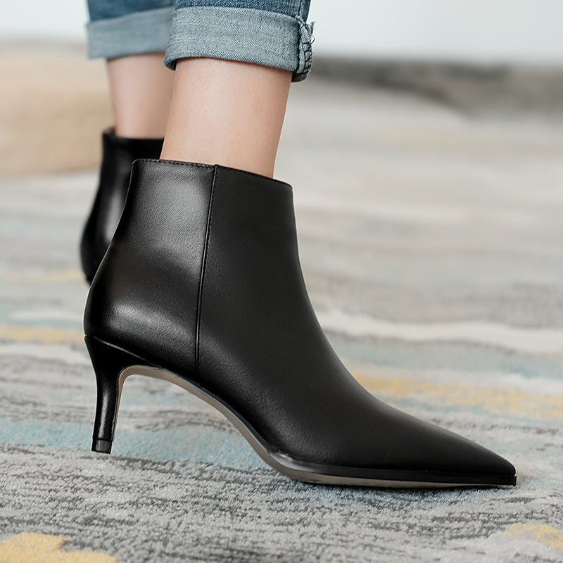 Allison Pointed Toe Kitten Heel Booties Newgew