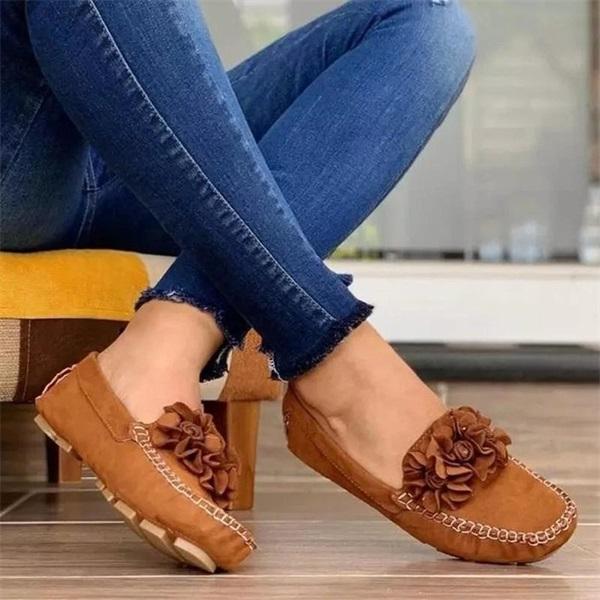 Comfy Slip-On Flower Suede Loafers Pairmore