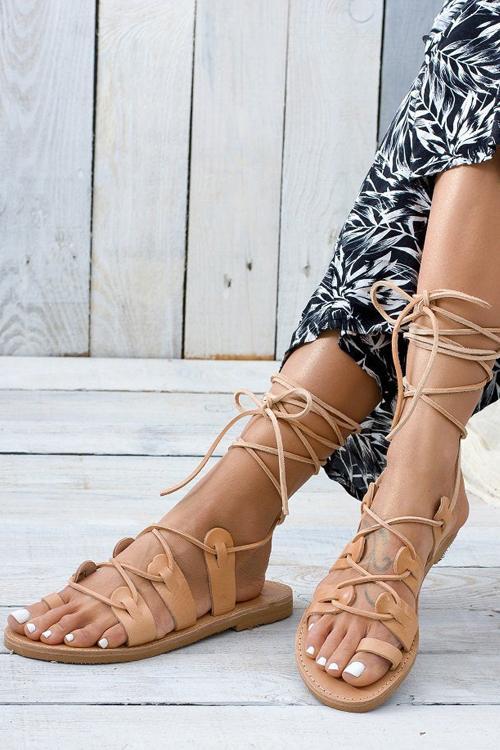 Cross Straps Hollow Gladiator Flat Sandals Newgew