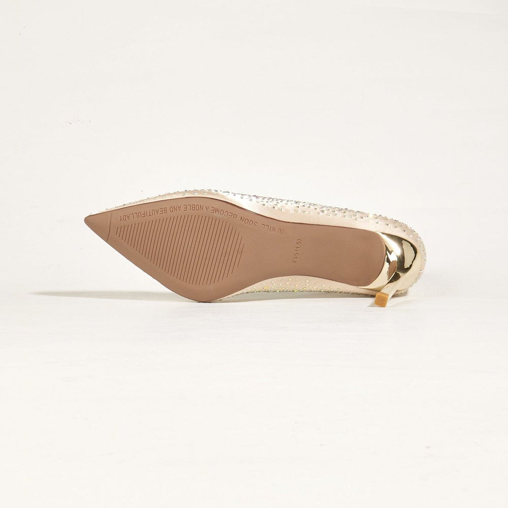 Rhinestone Decor Glitter Stiletto Heeled Court Pumps Newgew