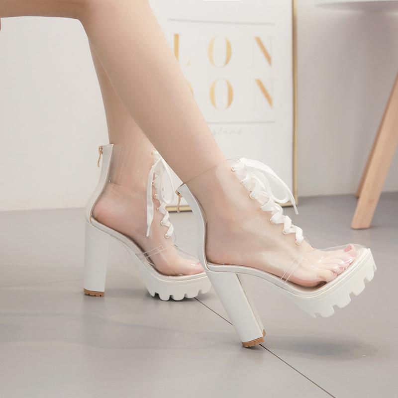 Back Zipper Chunky Heeled Boots Newgew