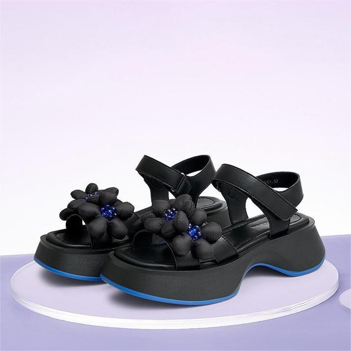 Flower Decor Wedge Sandals Newgew