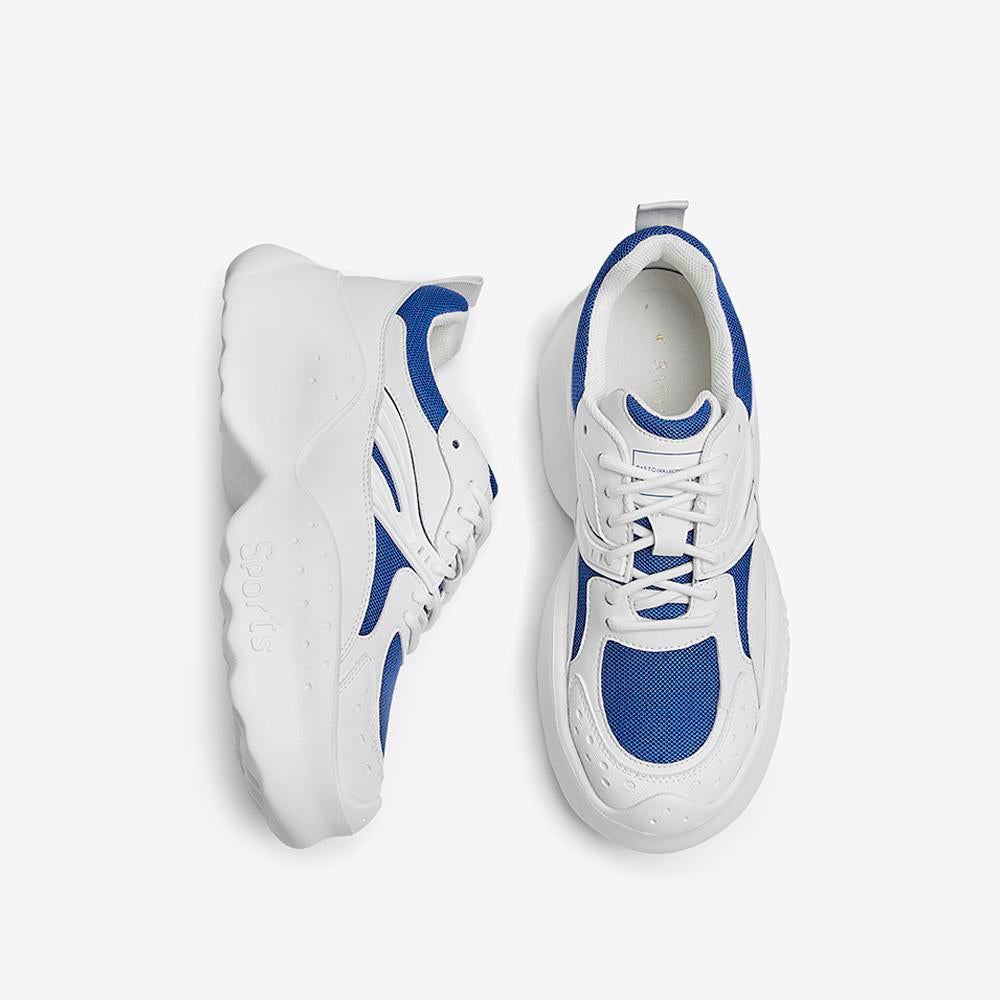 Front Lace-up Color Block Platform Sneakers Newgew