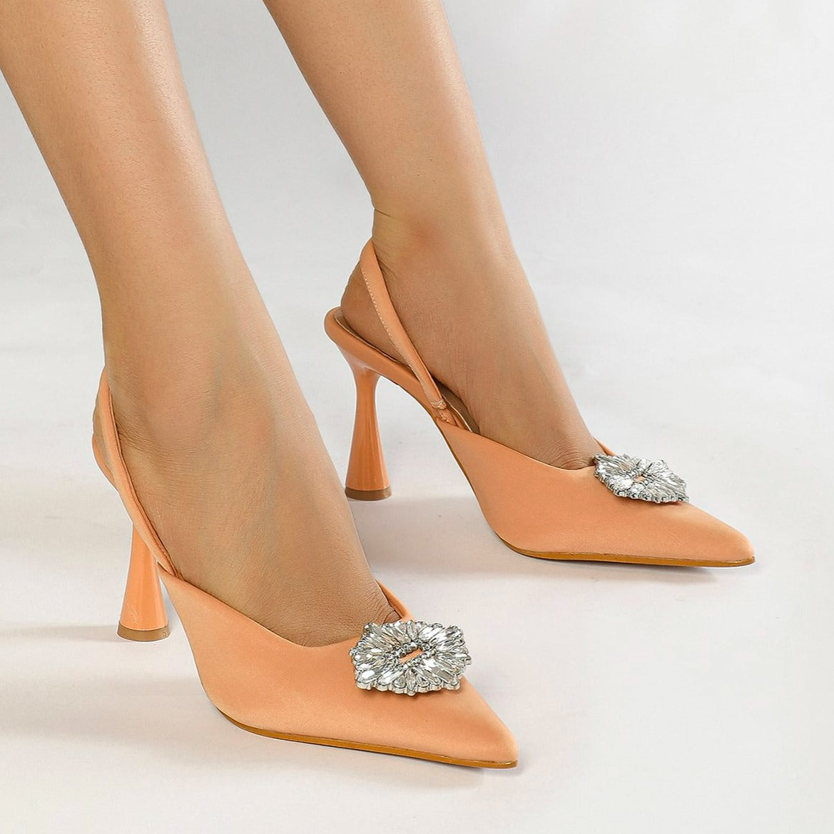 NeHigh-heeled Pointed Toe Rhinestone Buckle Shoes Newgew