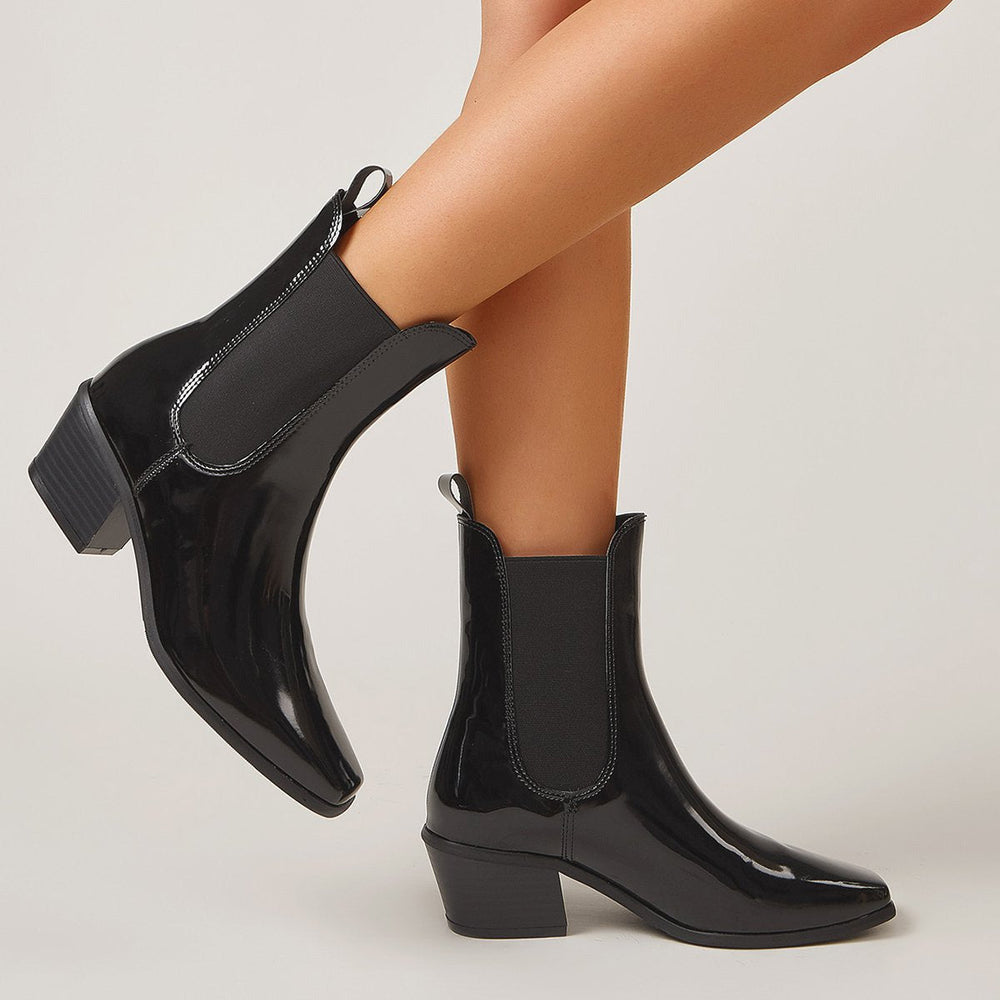 Chunky Heel Square Toe Short Boots Newgew