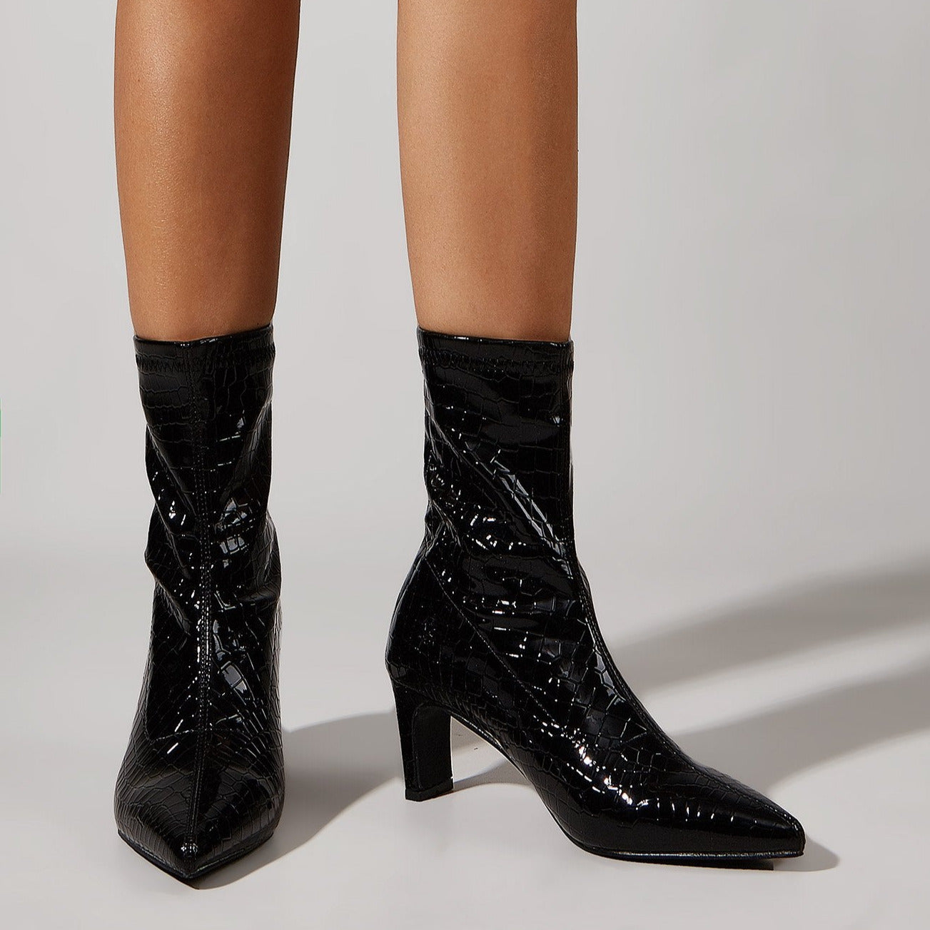 Metallic Back Zipper Boots Newgew