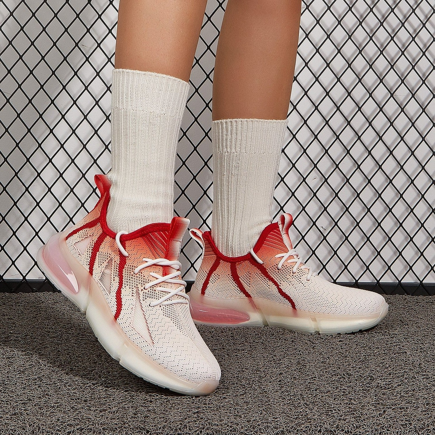 Lace-up Front Knit Running Shoes Newgew