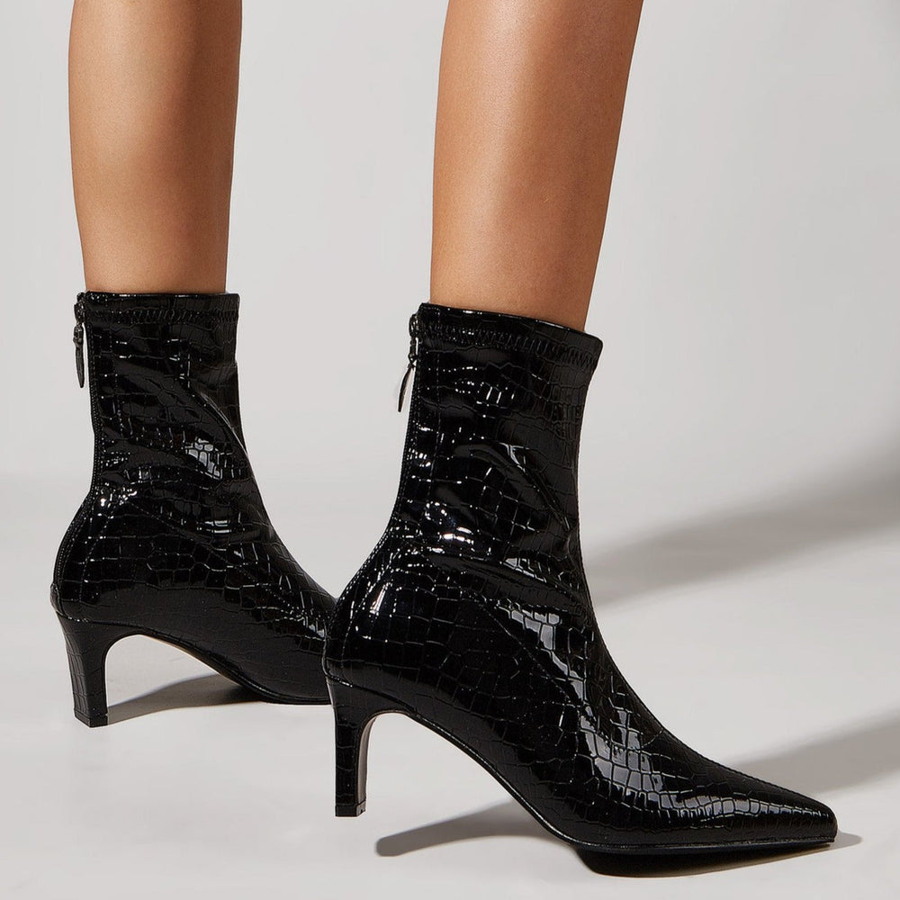 Metallic Back Zipper Boots Newgew