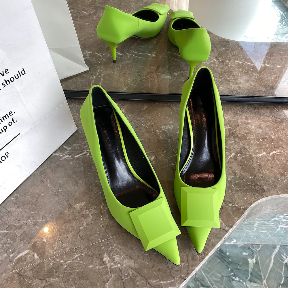 Square Decorated Pointed Stilettos Heels Newgew