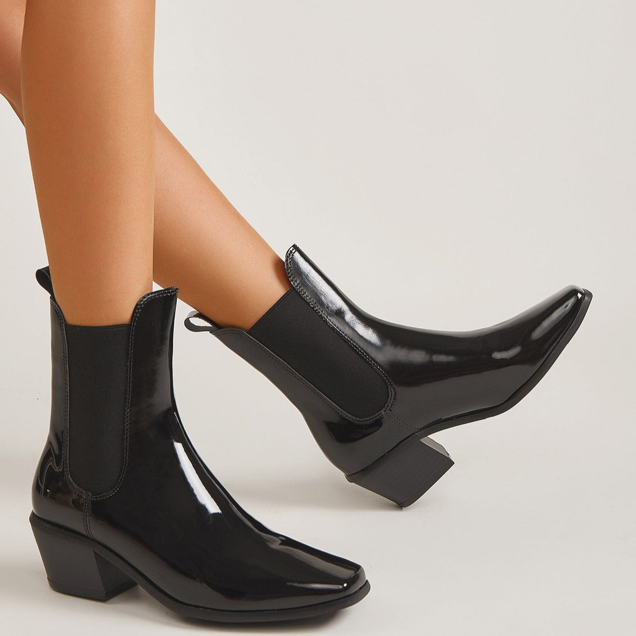 Chunky Heel Square Toe Short Boots Newgew