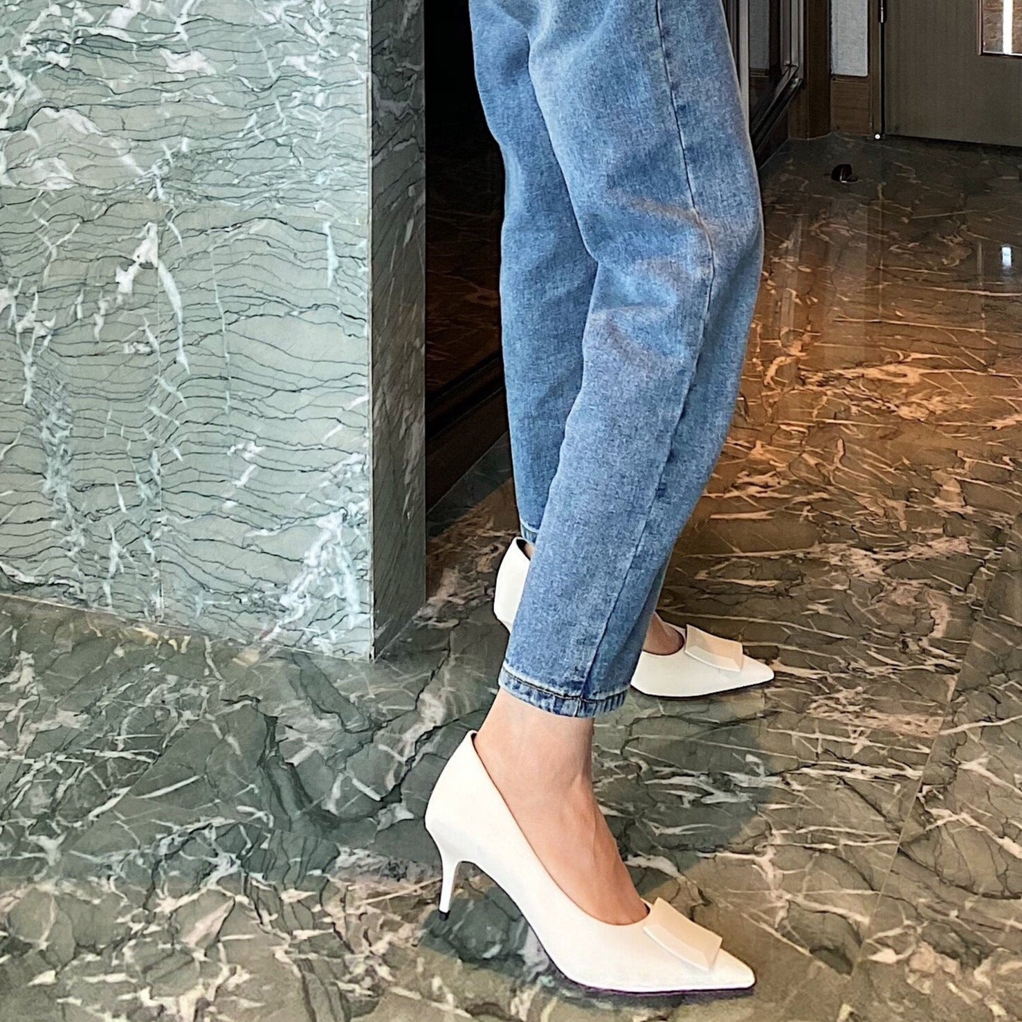 Square Decorated Pointed Stilettos Heels Newgew