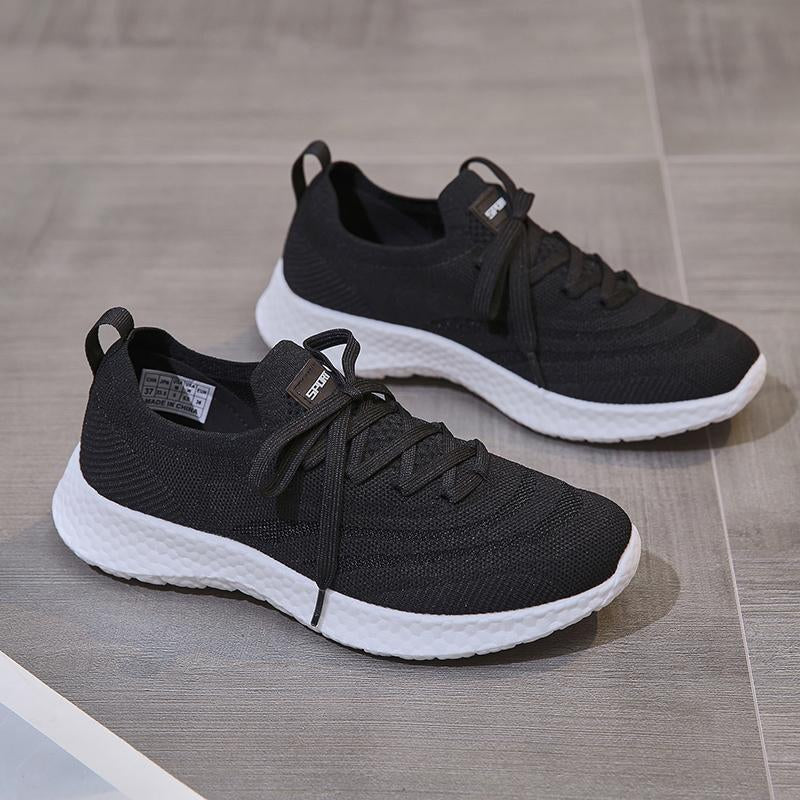 Minimalist Lace-up Front Knit Running Shoes Newgew
