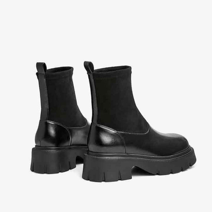 Thick-soled Chelsea Knitted Tube Short Boots Newgew