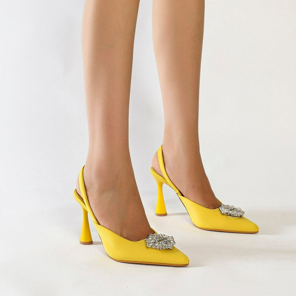 NeHigh-heeled Pointed Toe Rhinestone Buckle Shoes Newgew