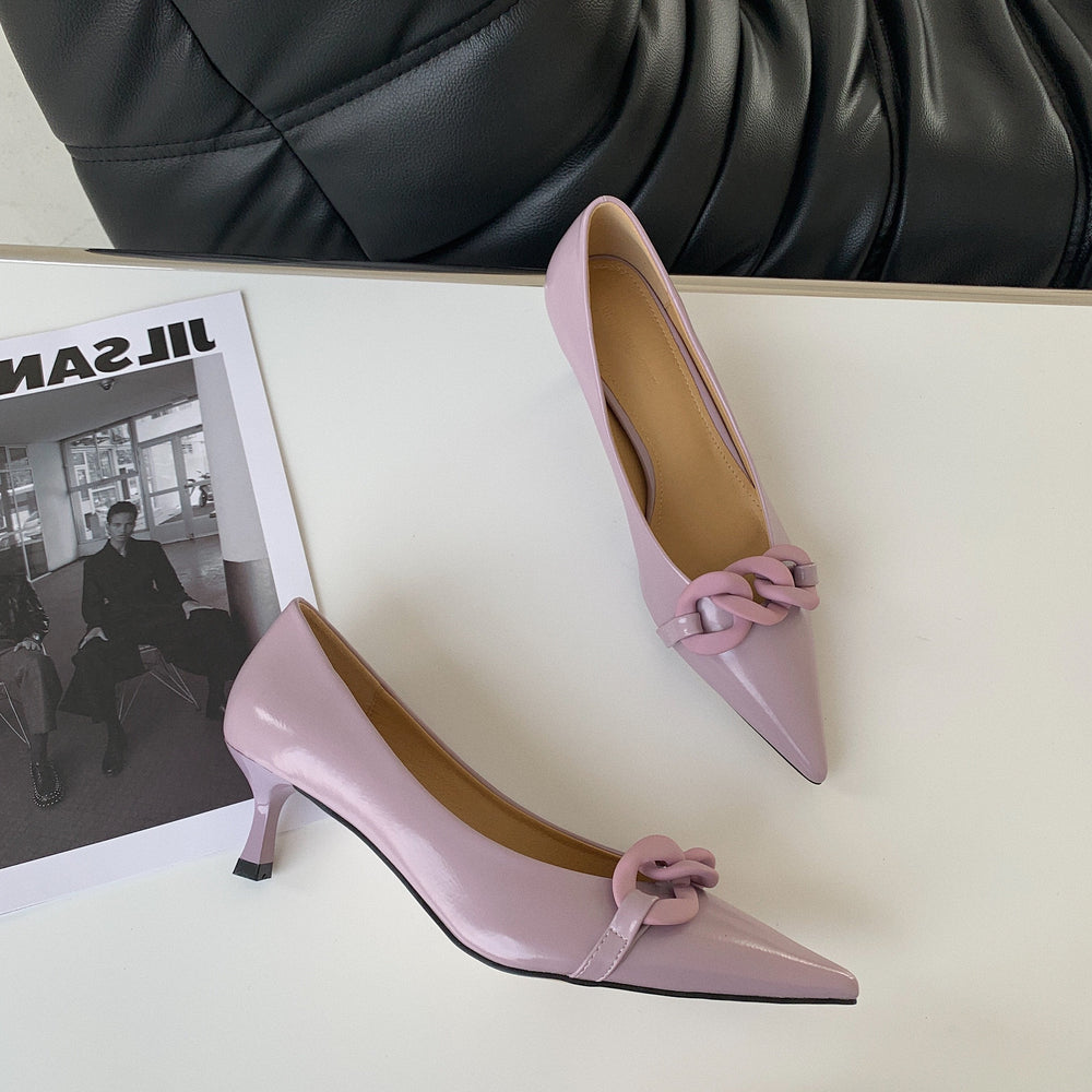 Chain Decorative Pointed Stilettos Heels Newgew