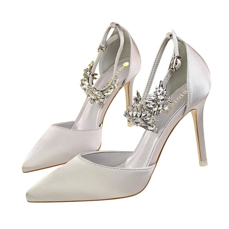 Rhinestone Decor Ankle Strap Stiletto Pumps Newgew