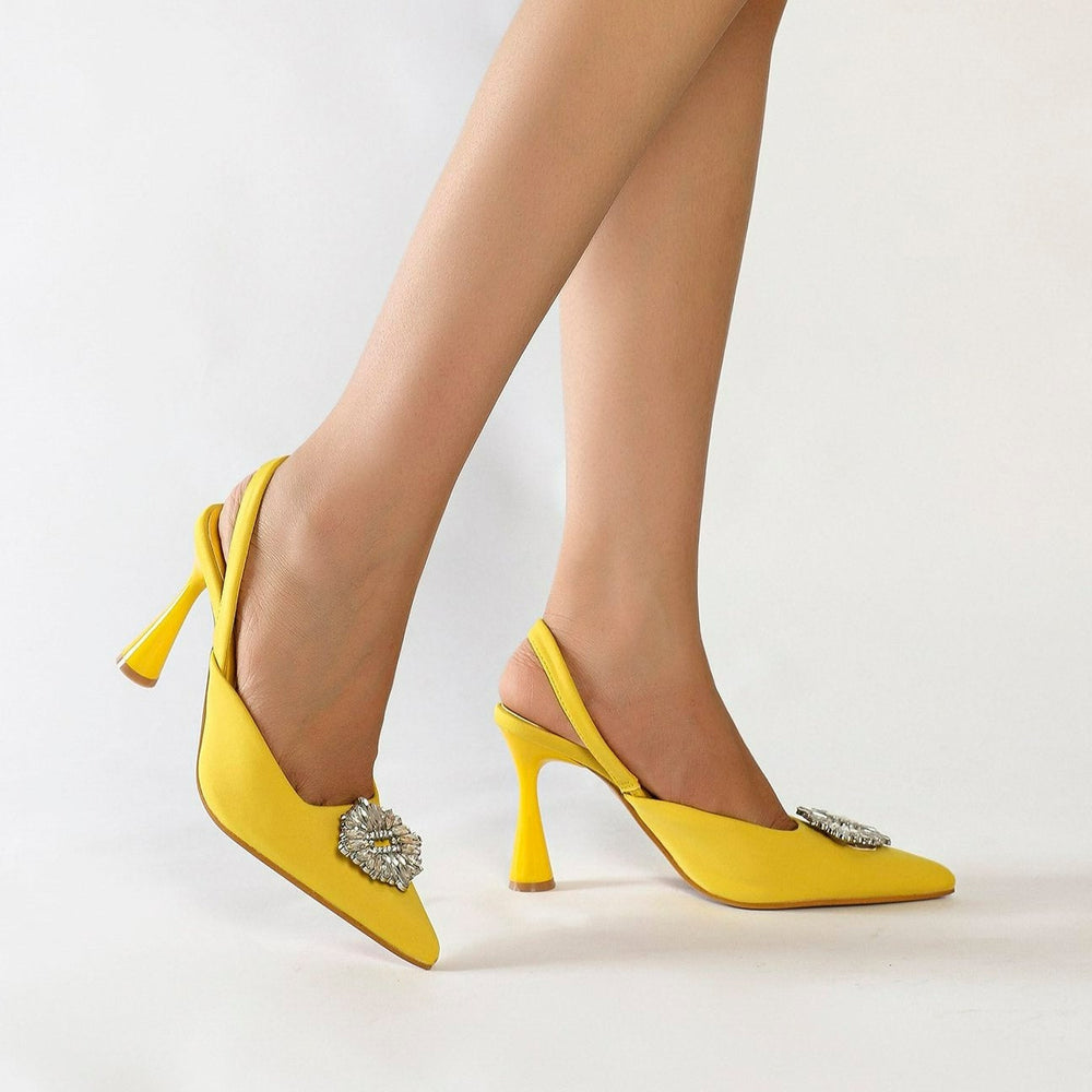 NeHigh-heeled Pointed Toe Rhinestone Buckle Shoes Newgew