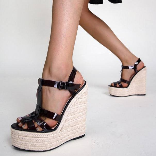 Transparent Strap Slope Heel Sandals Newgew