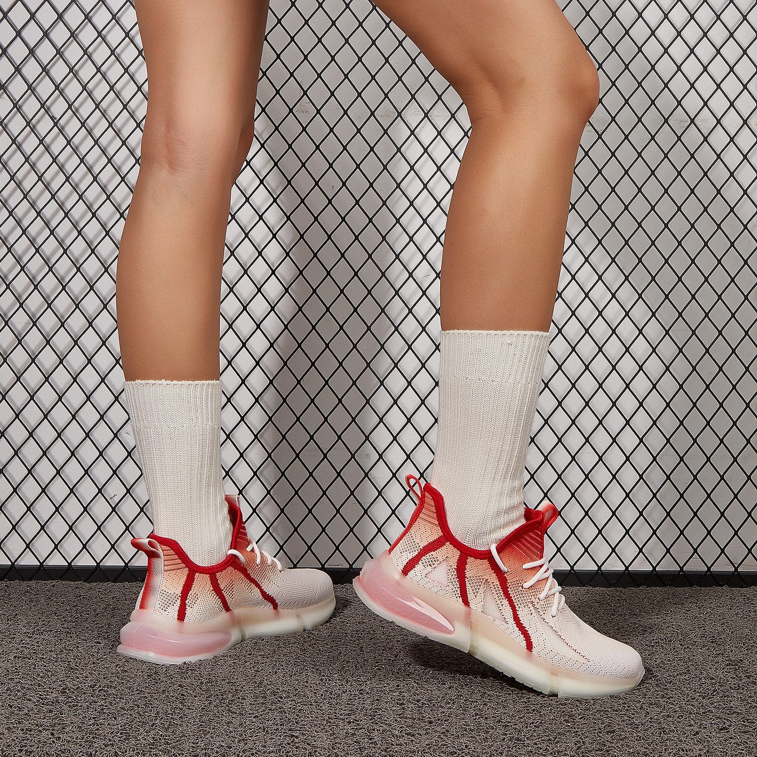 Lace-up Front Knit Running Shoes Newgew