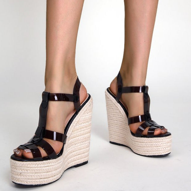 Transparent Strap Slope Heel Sandals Newgew