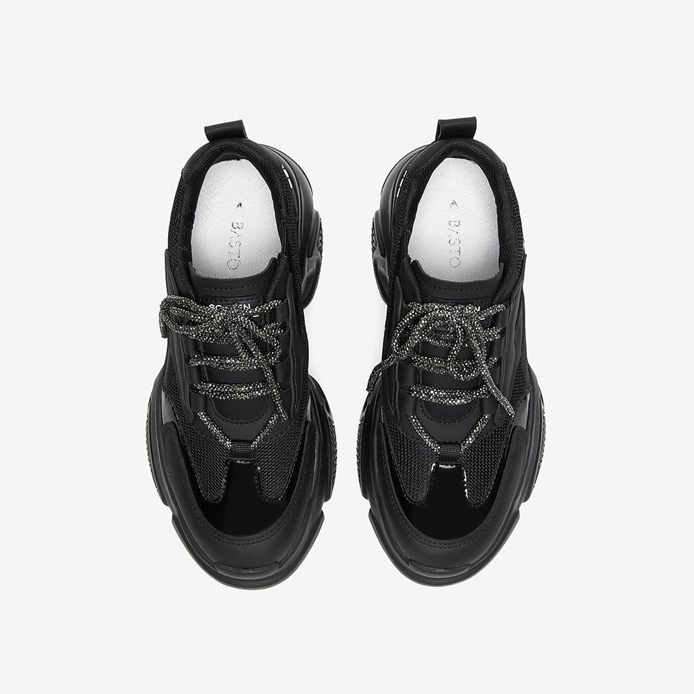 Black Casual Platform Sneakers Newgew