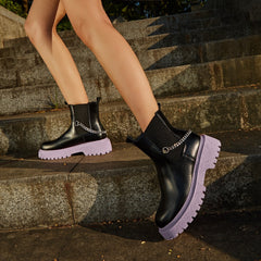 Chain Detail Color Outsole Boots Newgew