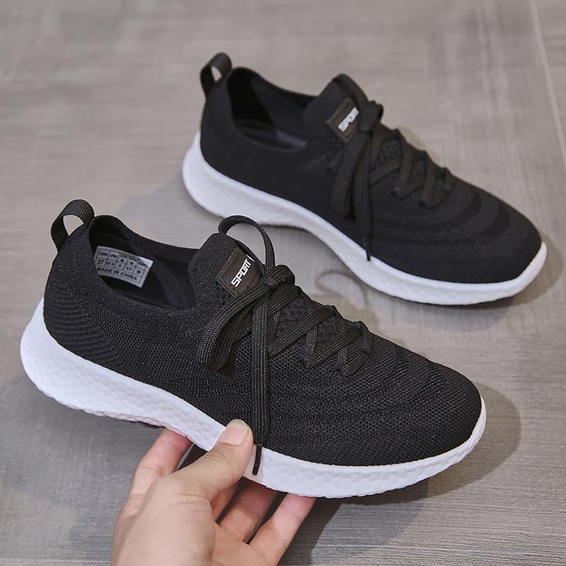 Minimalist Lace-up Front Knit Running Shoes Newgew