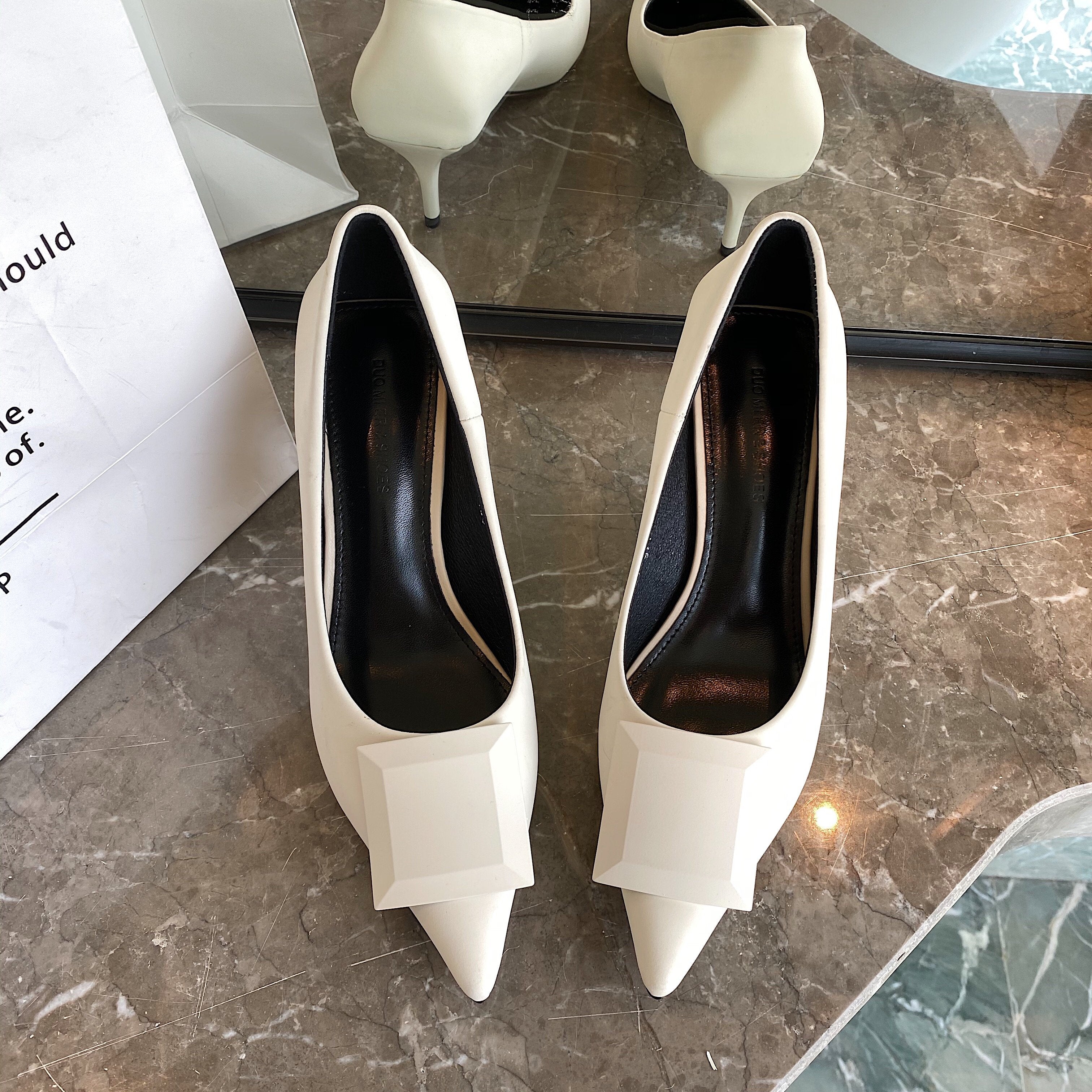 Square Decorated Pointed Stilettos Heels Newgew
