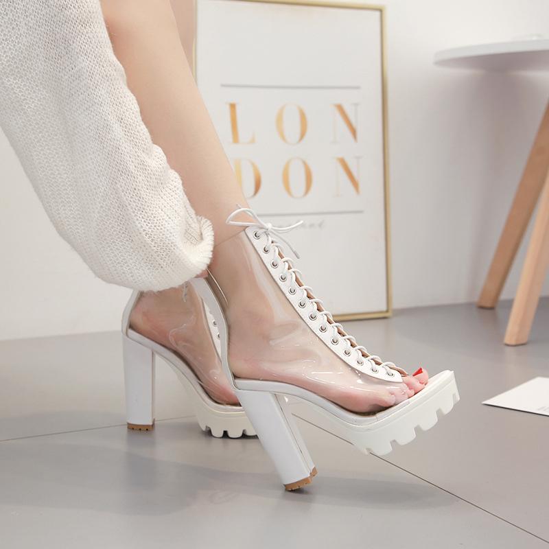 Peep-toe Chunky Heeled Booties Newgew