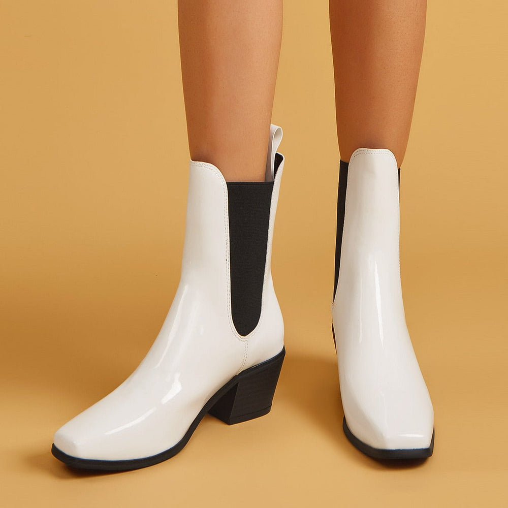 Chunky Heel Square Toe Short Boots Newgew