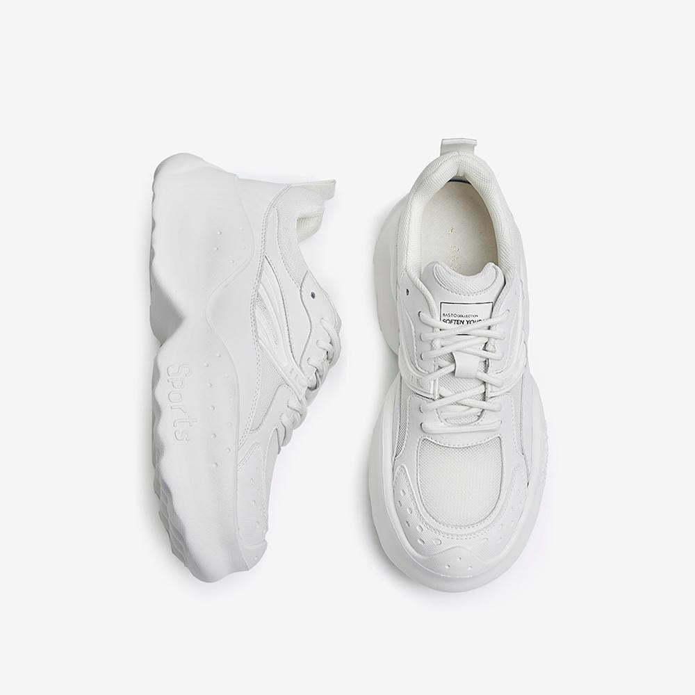 Front Lace-up Color Block Platform Sneakers Newgew