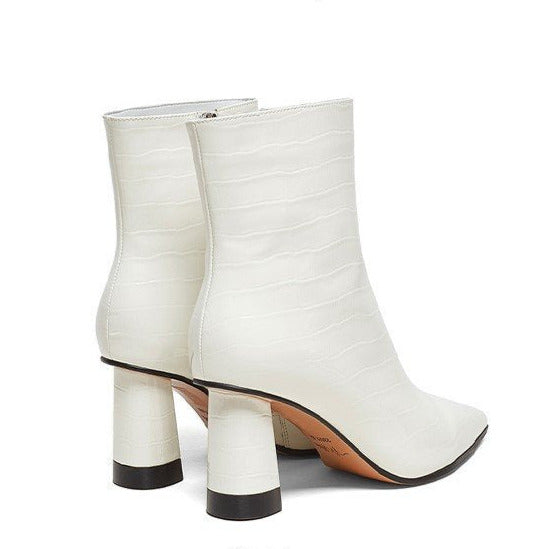 Millie's Pointed Toe Chunky Heel Patent Leather Short Boots Newgew