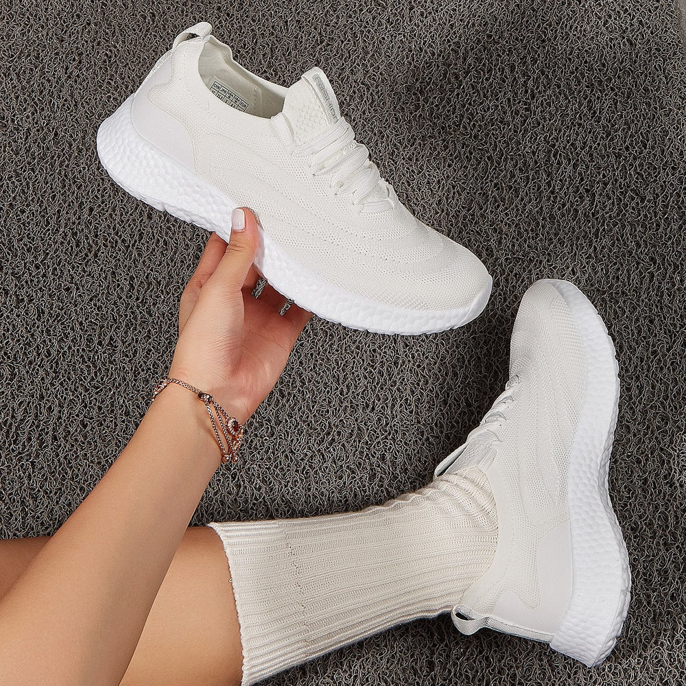 Minimalist Lace-up Front Knit Running Shoes Newgew