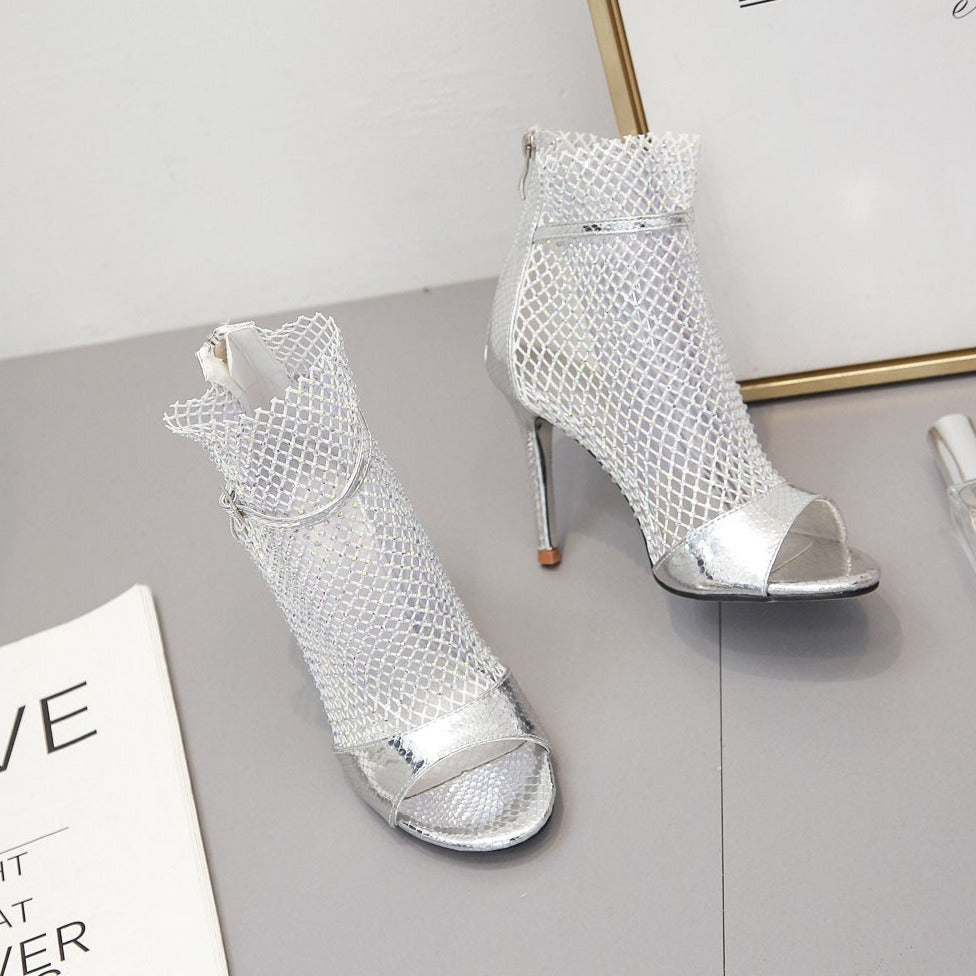 Fishnet Diamond High Heel Boots Newgew