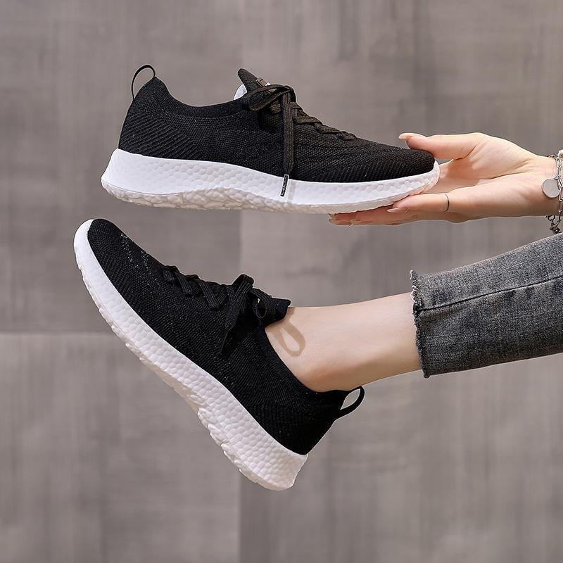Minimalist Lace-up Front Knit Running Shoes Newgew