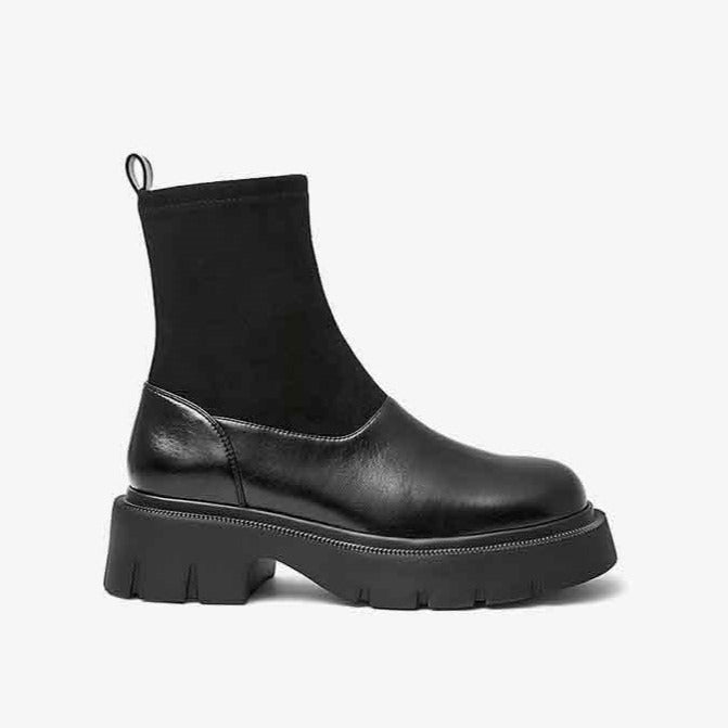 Thick-soled Chelsea Knitted Tube Short Boots Newgew