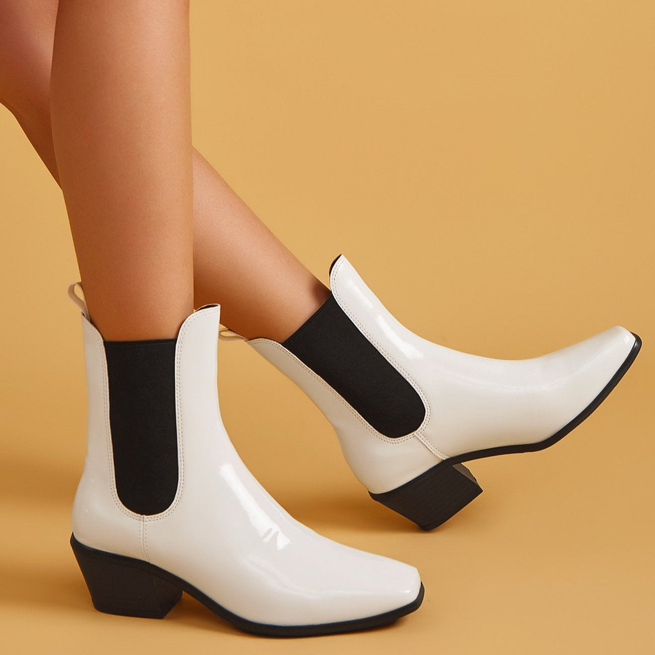 Chunky Heel Square Toe Short Boots Newgew