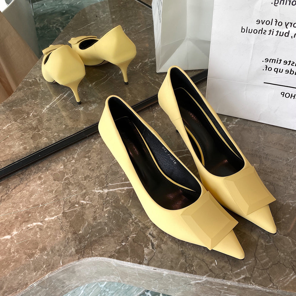 Square Decorated Pointed Stilettos Heels Newgew